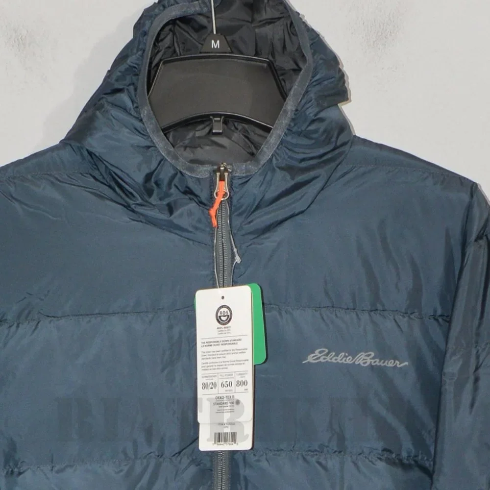 Eddie Bauer Men's Hooded Down Jacket, Gray - Picture 5 of 5